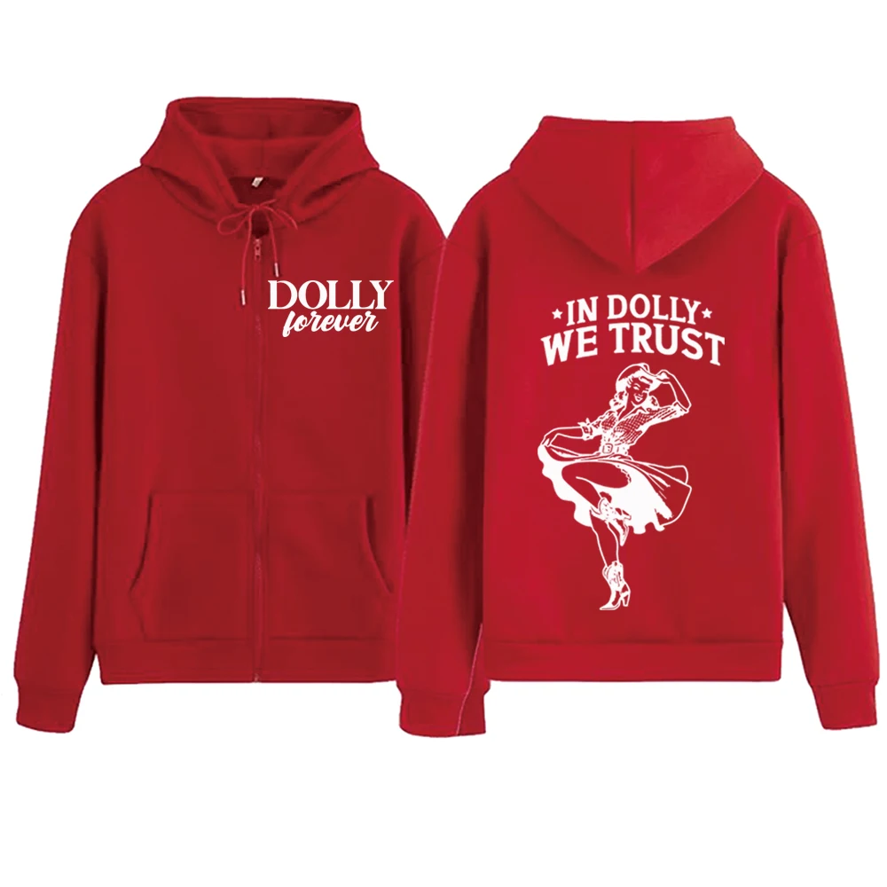 Dolly Parton In Dolly We Trust Cowgirl Zipper Hoodie  Harajuku Pullover Tops Sweatshirt Streetwear