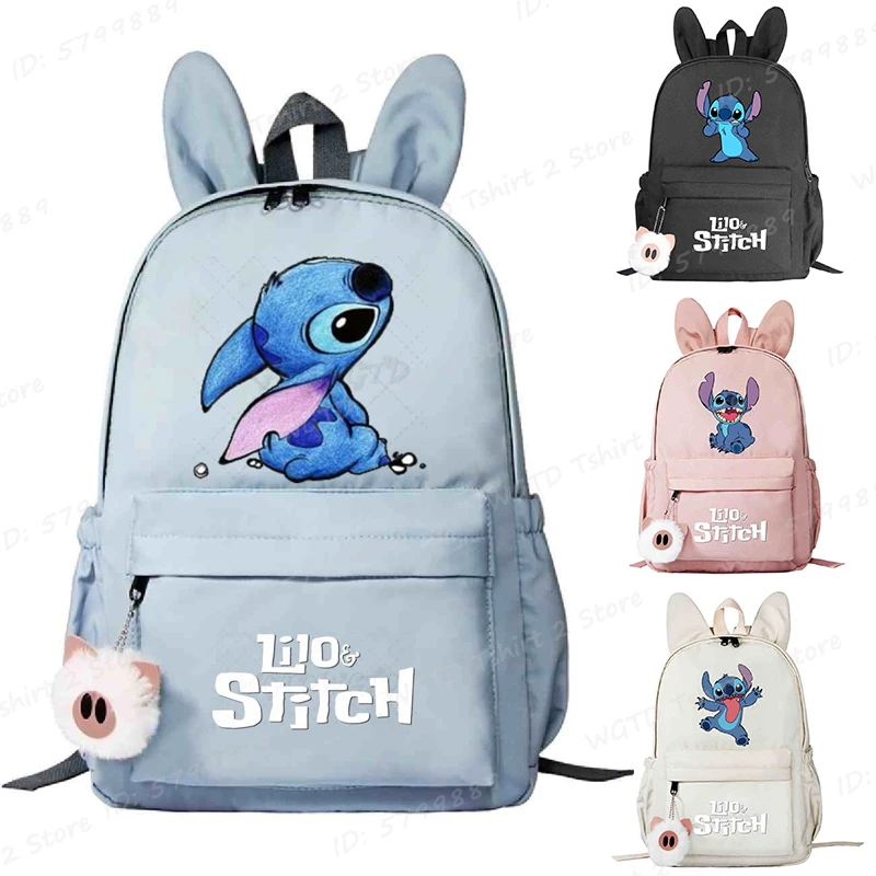 

MINISO Cute Cartoon Stitch Graphic School Backpack Children Boys Girls Schoolbags Large Capacity Rucksack Women Travel Bags