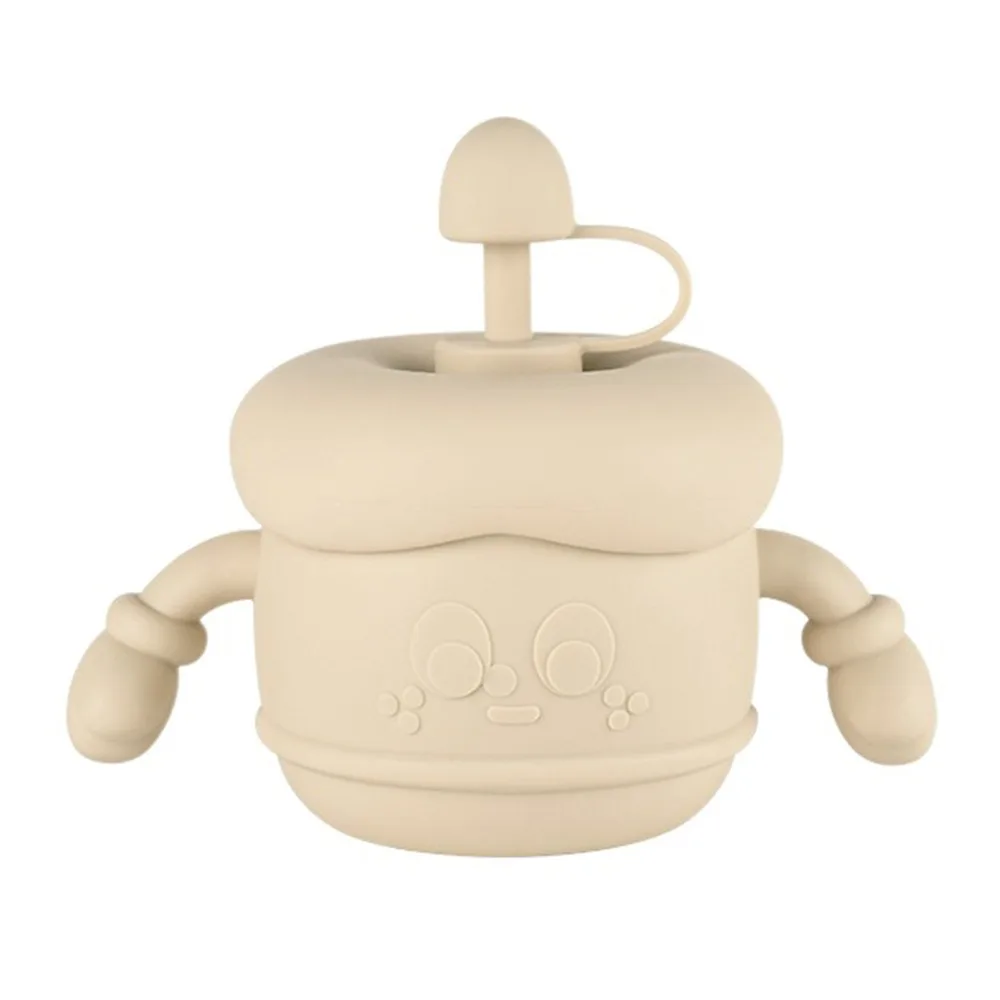 

Creative Baby Training Cup Soft Silicone Leakproof Toddler Sippy Cups Portable Double Handle Drinking Cups with Straws