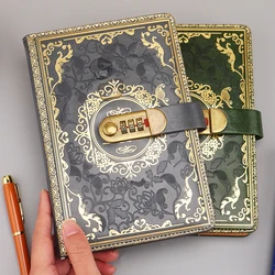 New A5 Retro Password Notebook With Lock Diary Book Student Notebook Vintage Notebook Sub-Password Lock Note Book Supplies New