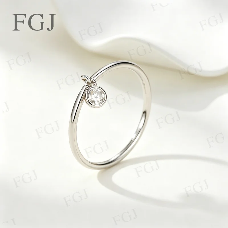 D-Farbiger 0,1CT Runder Moissanit-Ring S925 Silber Funkelnder Kleiner Fingerschmuck für Männer Frauen Hochzeitsgeschenk – Detail 7