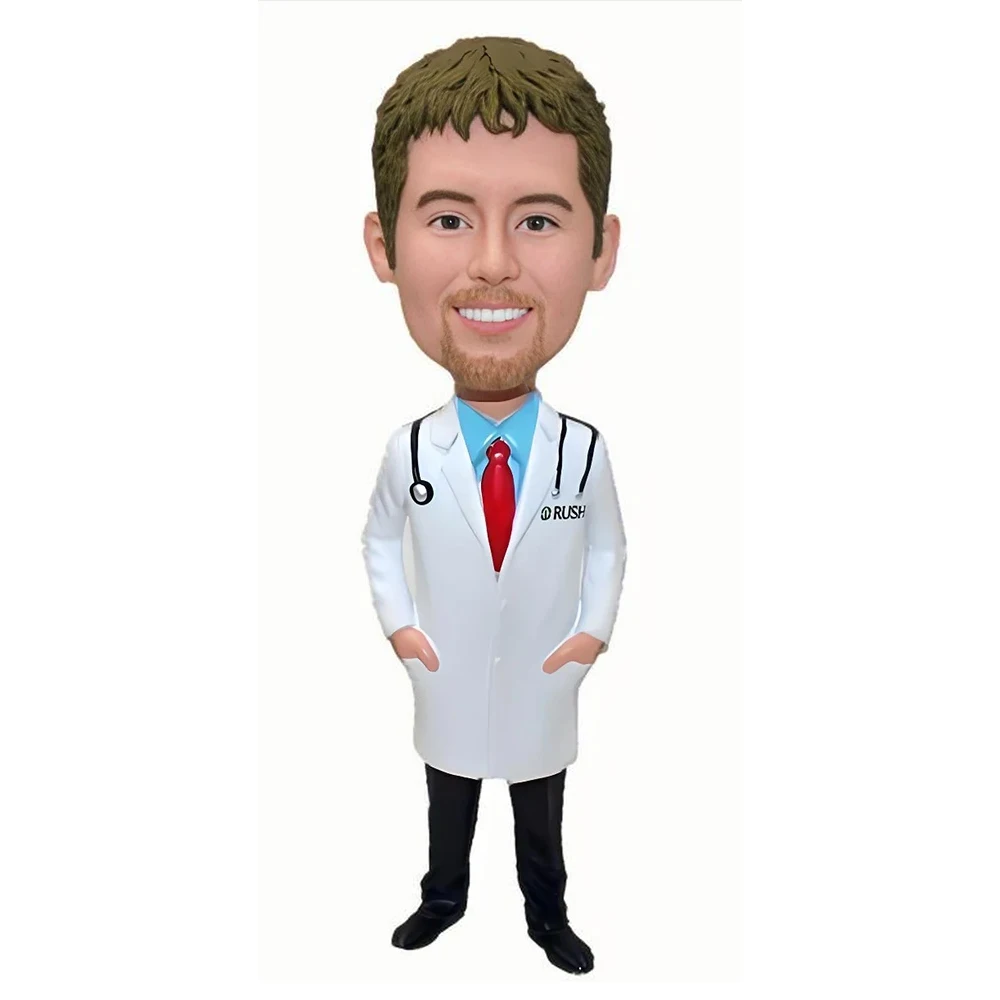 

Custom Bobblehead Figurine Funny Gift for Dad,Personalized Handmade Clay Figure Crafted by Photo,Customizable Male Doctor