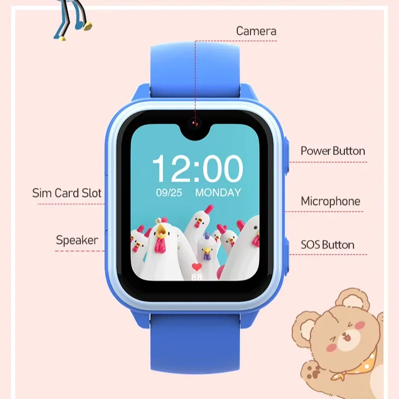 2024 For Wonlex KT31 4G Android 8.1 Kids Smart Watch Video Call Waterproof 1+8GB Memory smart watch kids waterproof