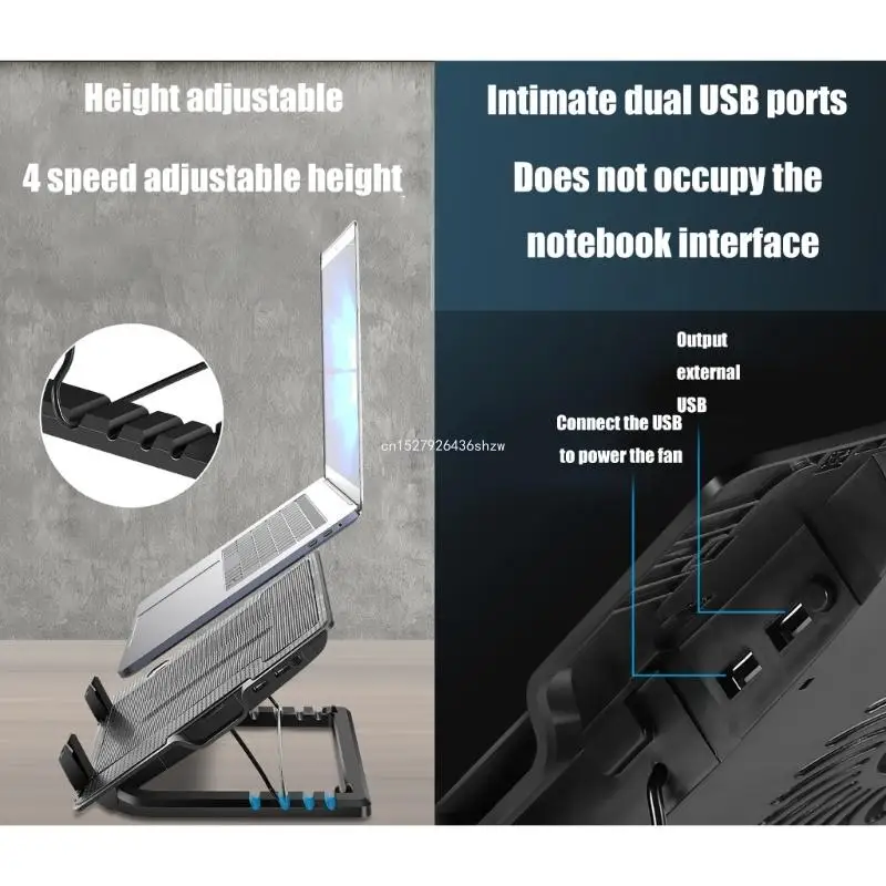 노트북 냉각 패드 노트북 쿨러 스탠드 노트북 팬 냉각 패드 11-18 인치 노트북 노트북 조용한 팬 조정 가능한 Dropship