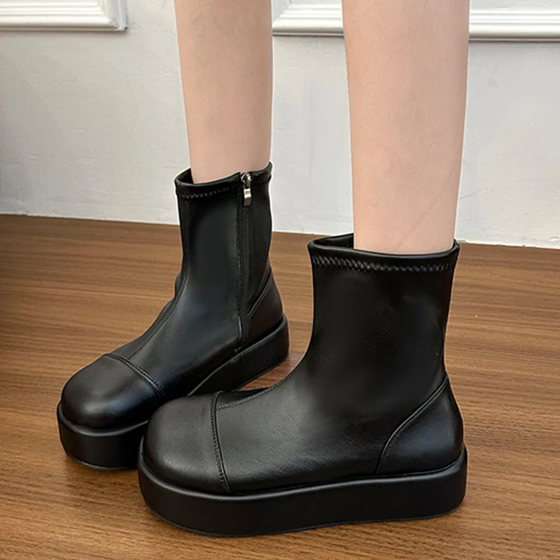 

Women's Ankle Boots Flats Platform Shoes Fashion Cozy Women Winter Boots Casual Woman Botas 2025 Punk Gladiator Female Zapatos