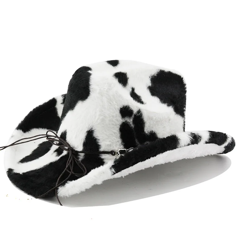 العصرية الشتاء أفخم قبعة رعاة البقر قبعات رعاة البقر الغربية فيدورا قبعة الرجال والنساء بنما السفر قبعة حفلات دافئة أنيقة فروي قبعات رعاة البقر