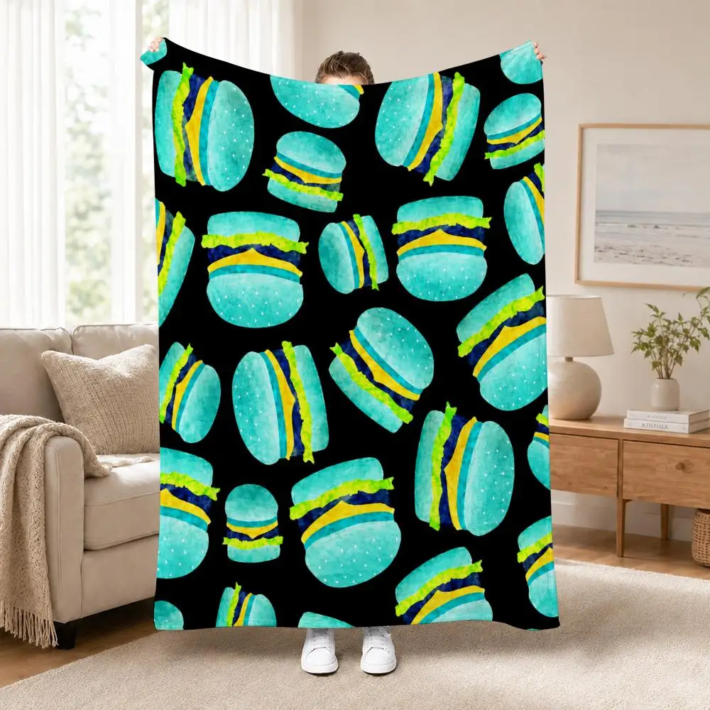 Humorous Burger Print Throw Perfect for Sofa Bed Office Travel Home Decor Art Lover Gift