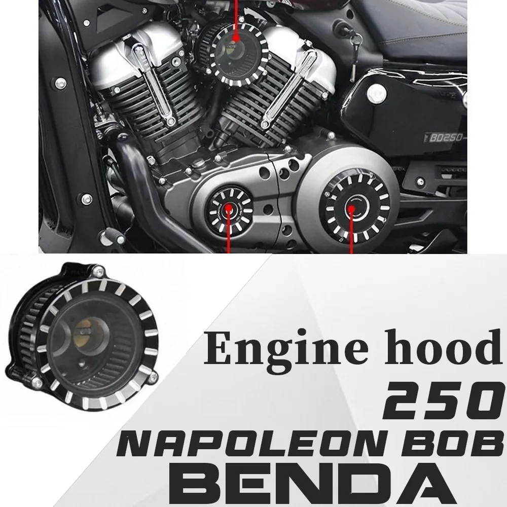 Left-side transparent air filter, engine electromagnetic cylinder head, left-side vacuum filter, for BENDA Napoleon bob 250.