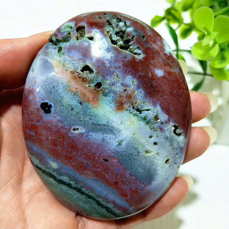 Natural Stones Beautiful Big OceanJasper Palm Spirit Meditation Energy Exorcism Feng Shui Crystal Home Decoration