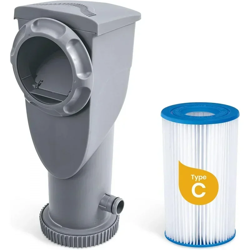 D2BFunsicle 16 قدم × 48 بوصة Oasi Designer حمام سباحة خارجي مستدير فوق الأرض مع مضخة فلتر SkimmerPlus، سلم، غطاء حمام السباحة