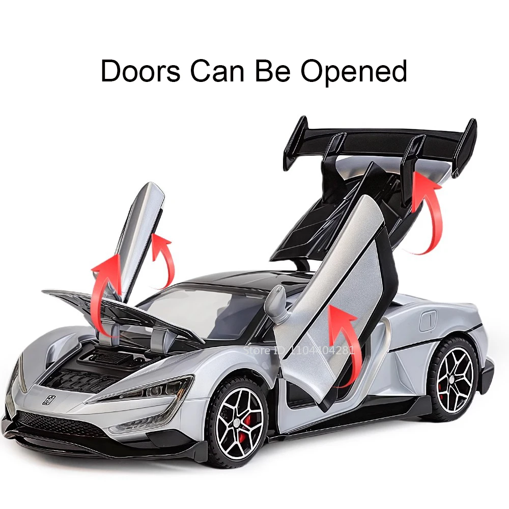 1:32 BYD Yangwang U9 U8 Diecast Alloy Model Miniature Toy Car Door Opened Sound Light Pull Back Vehice Collectible Ornament Gift