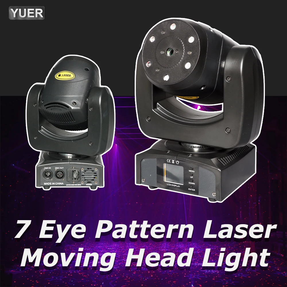 NEW 7 Eye Laser Pattern Moving Head light Scanning Pattern Animation Effect Laser Projector For DJ Disco Stage Bar Party DMX512