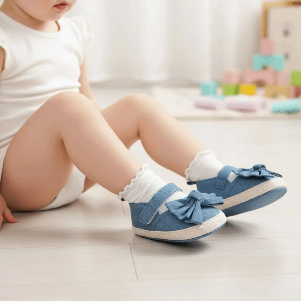 

Soft Soles Baby Girls Shoe Solid Color Bowknot Butterfly Knot Shoes Non-slip Cloth Sole Infant Newborns Crib Shoes Outdoor