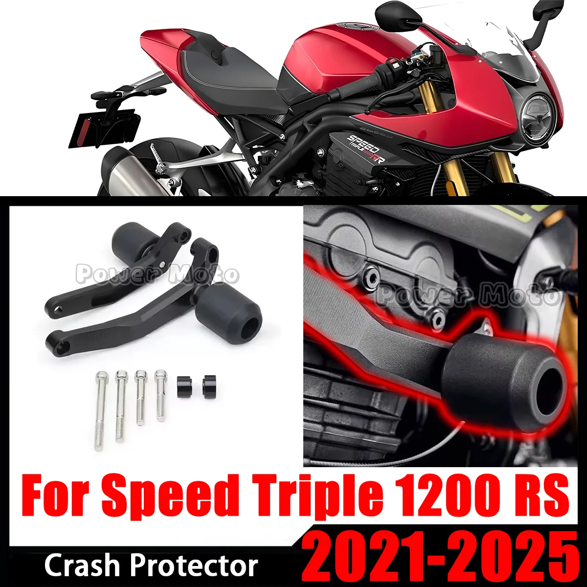 

Fit For Speed Triple 1200 RS 2021-2025 Motorcycle Falling Protection Engine Frame Slider Fairing Guard Crash Pad Side Protector