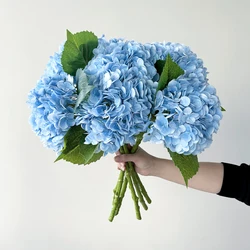 Blue Artificial Hydrangea Flowers Real Touch Green Artificial Hydrangea Branches Decoration Wedding Bouquet Flower Arrangement