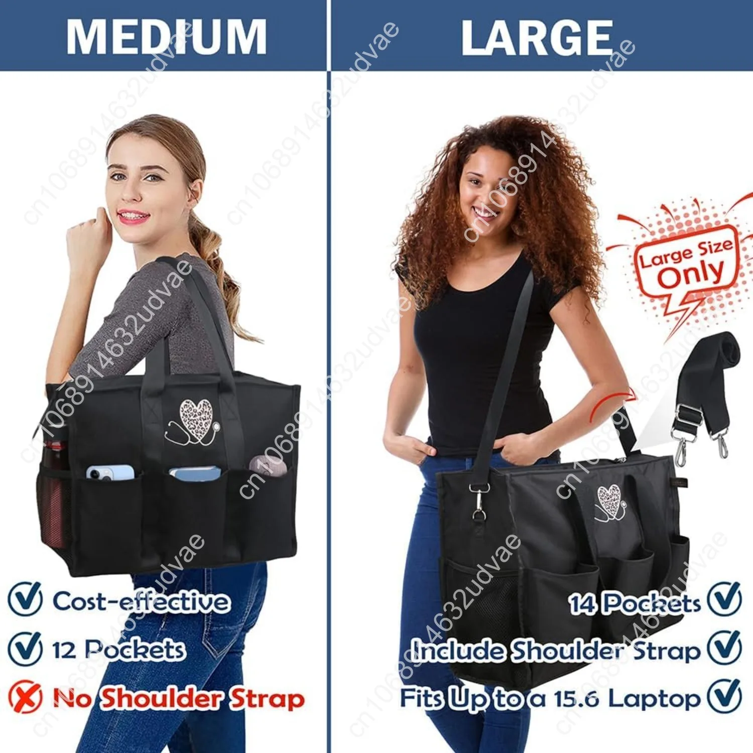 ABAMERICA Nurse Bags for Work Nursing Bag Multiple Pockets Waterproof Organizing Zip Top Clinical Bag for Nursing Students