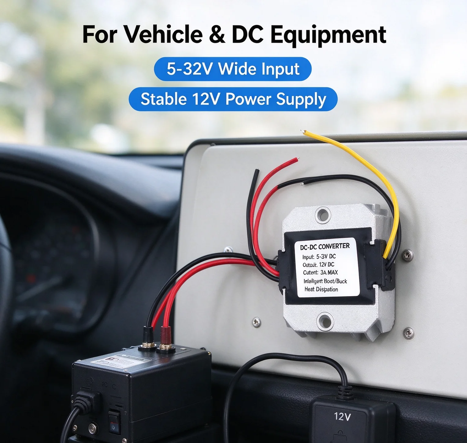 DC-DC 5-32V to 12V 3A Automatic Voltage Stabilizer Power Converter Regulator Intelligent Boost Depressurization Heat Dissipation