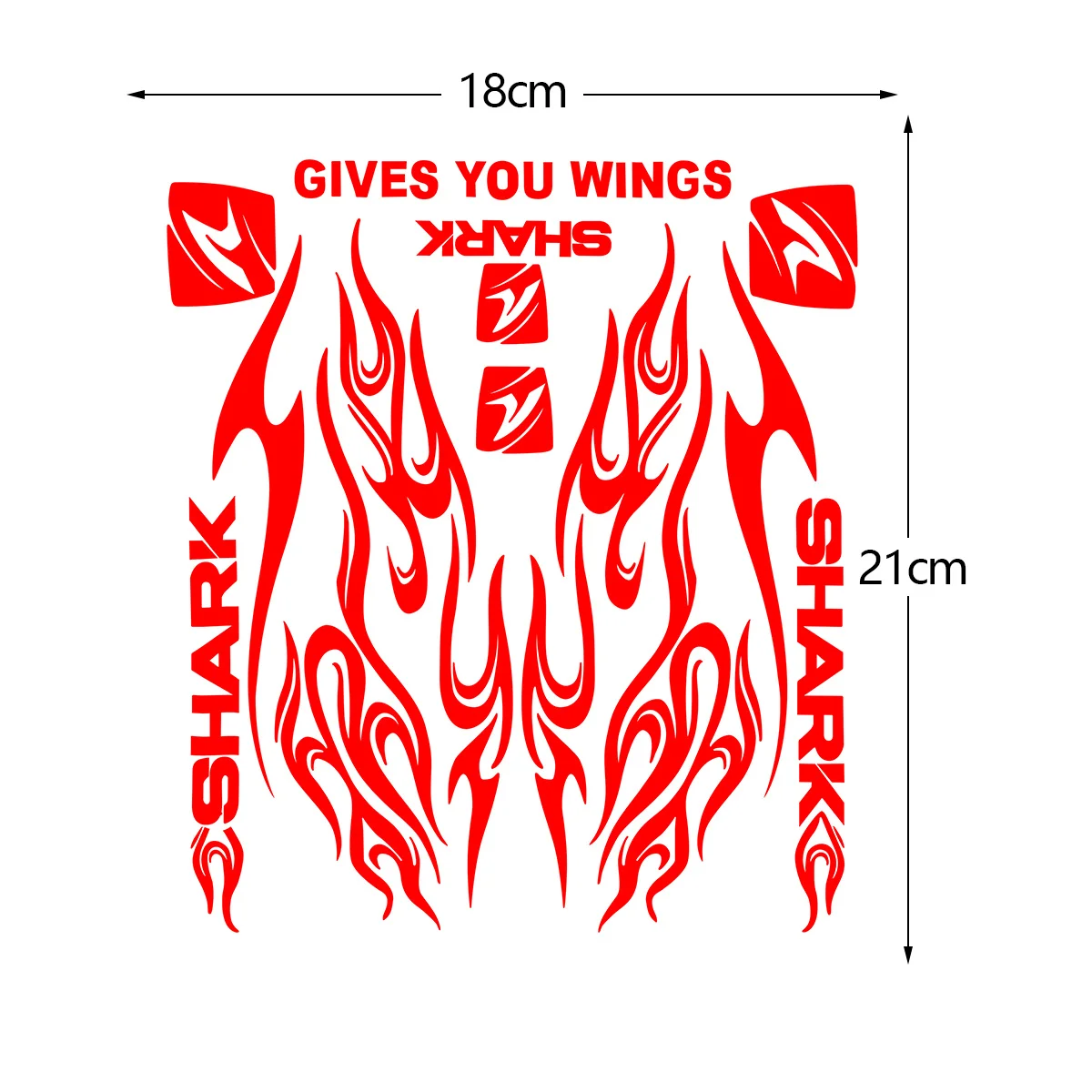Shark Flame Motorcycle Helmet Sticker Kit Waterproof Vinyl Decals Racing Style for Helmet Bike Fairing Car Exterior Decor