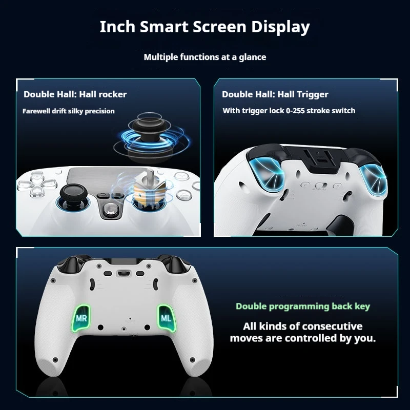 Smart Control Screen Wireless Game Controller Hall Rocker Trigger Switch Pc Android Somatosensory Mapping Gaming Controller