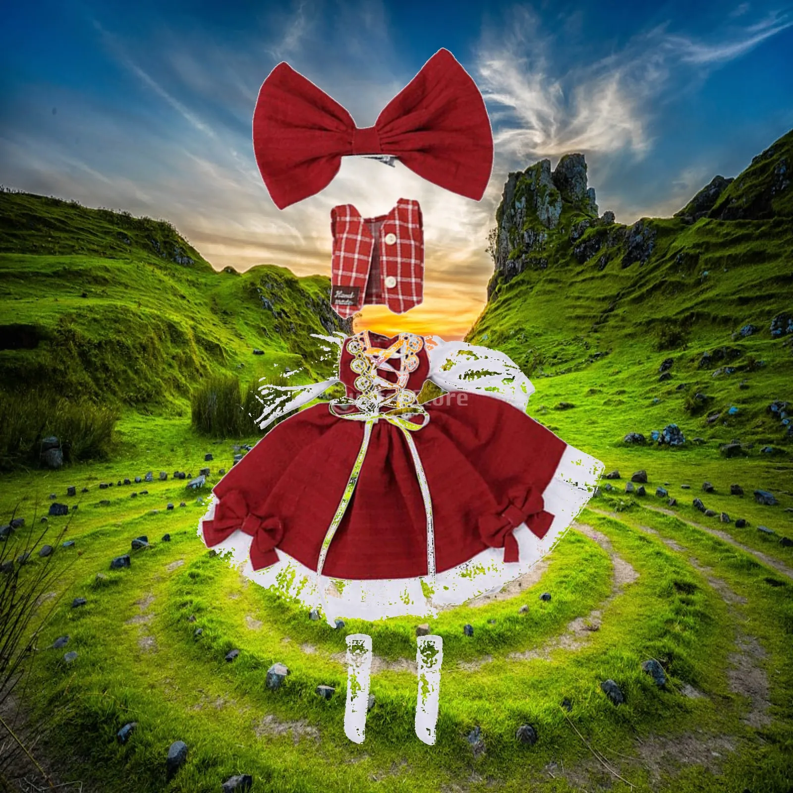 

Fashion Clothes Set Dress Up Girl Clothing 1/6 Toys with Hair Accessories Costume Outfits Skirts for Ob24 Ob22