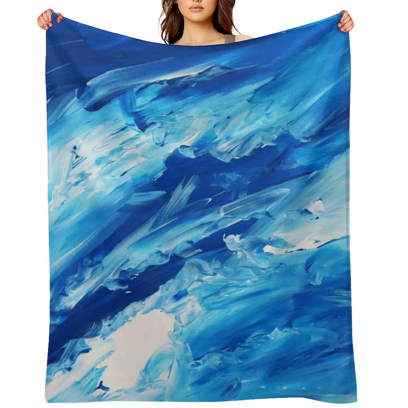 

Blue Waves Throw Blanket blankets and throws Summer Beddings bed plaid Hair Blankets