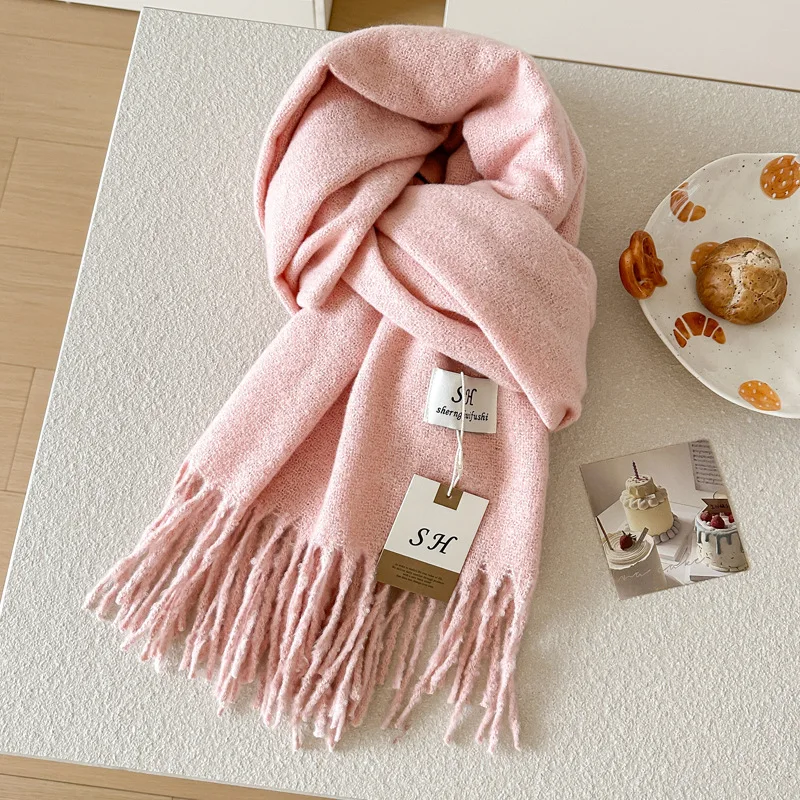 شالات جديدة لعام 2025 على الوجهين وشاح شتوي للسيدات مصمم على شكل زهرة الباشمينا Bufandas Foulard أغطية حجاب دافئة شالات للسفر #6