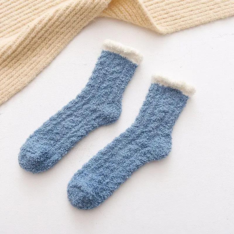 10 Pairs of Winter Cotton Socks Autumn and Winter Warm Floor Socks Padded Thickened Cotton Socks Fluffy Plush Mid-calf Socks