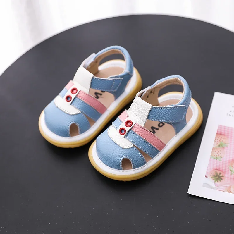 Summer Infant Toddler Casual Shoes Baby Girls Boys Sandals Kids Genuine Leather Sandals Soft Sole Children Anti-collision Shoes