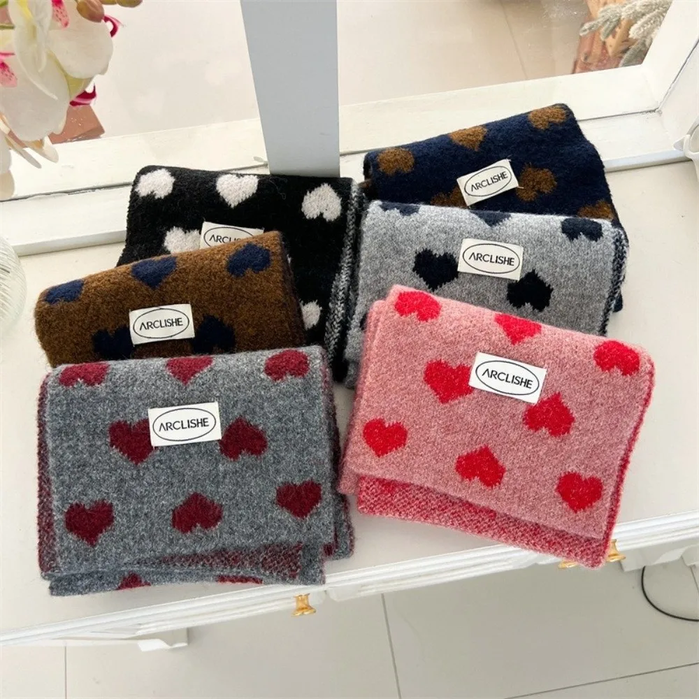 Korean Autumn Winter Children's Scarves Sweet Heart Soft Knitted Muffler Warm Thick Neckerchief Neck Warmer