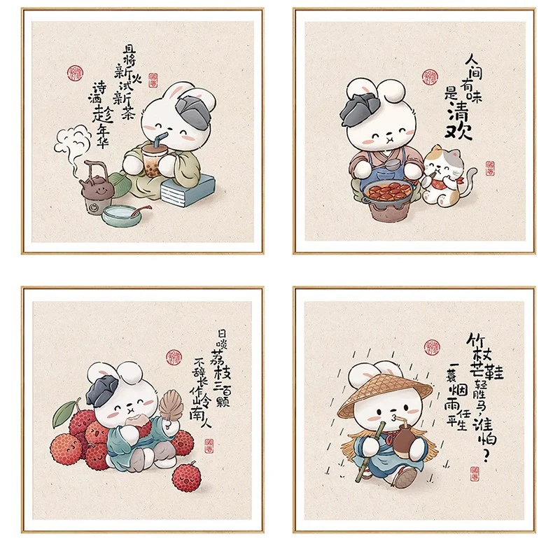 

4 стиля, наборы с принтом кроликов, вышивка крестиком, 11CT, 9CT, вышивка, сделай сам, хлопковые наборы для рукоделия, поделки с иглами