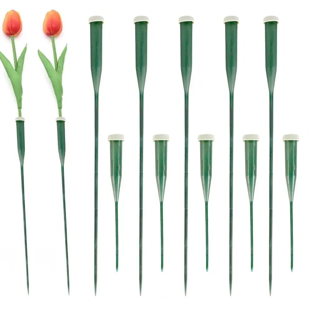 25 قطعة 6 بوصة/12 بوصة زهرة أنبوب قابلة لإعادة الاستخدام الأخضر الأزهار أنابيب المياه البلاستيك الجذعية أنابيب المياه مع قبعات سيليكون لوازم بائع الزهور #5