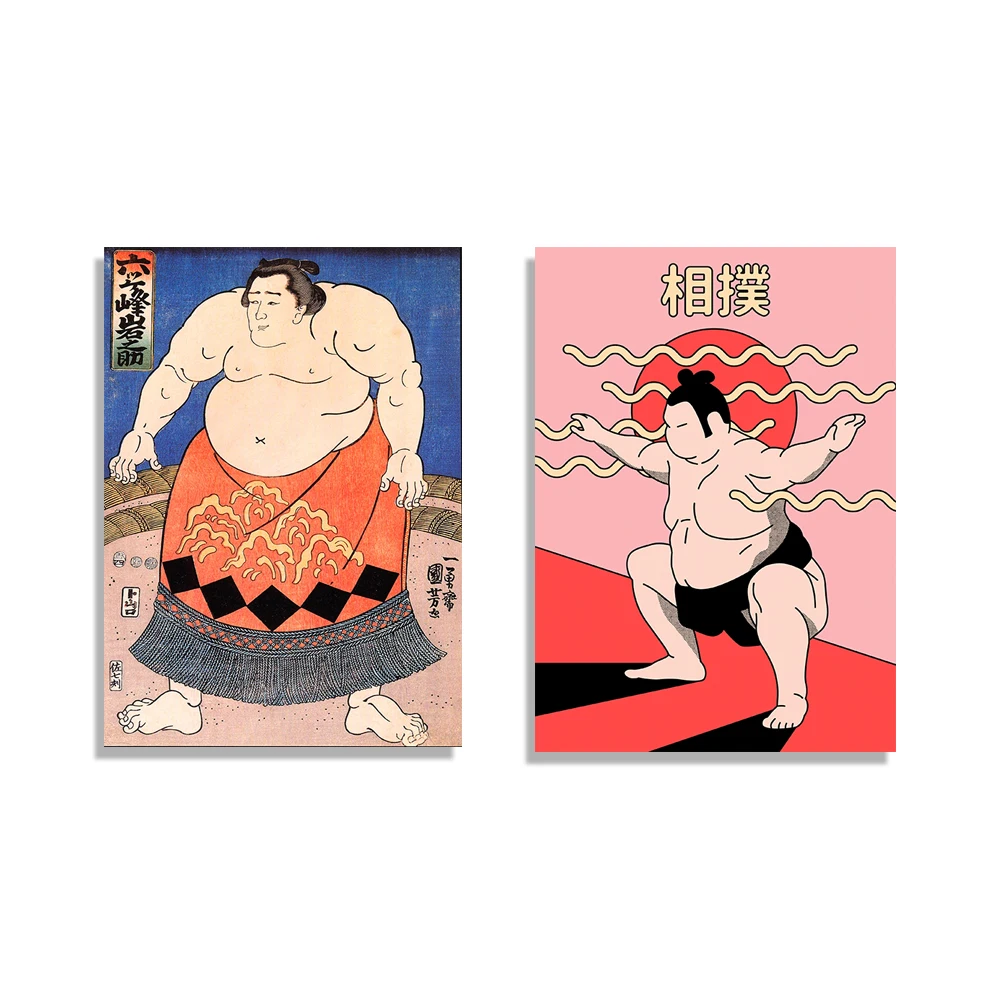 Japanese Sumo Wrestlers Wrestling Posters and Prints Japanese Style Canvas Paintings Wall Pictures Living Room Home Decor
