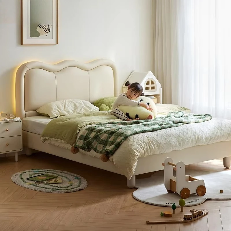 سرير مفرد من LINSY Lovely للأطفال مصنوع من الجلد مع ضوء PC177-A #1