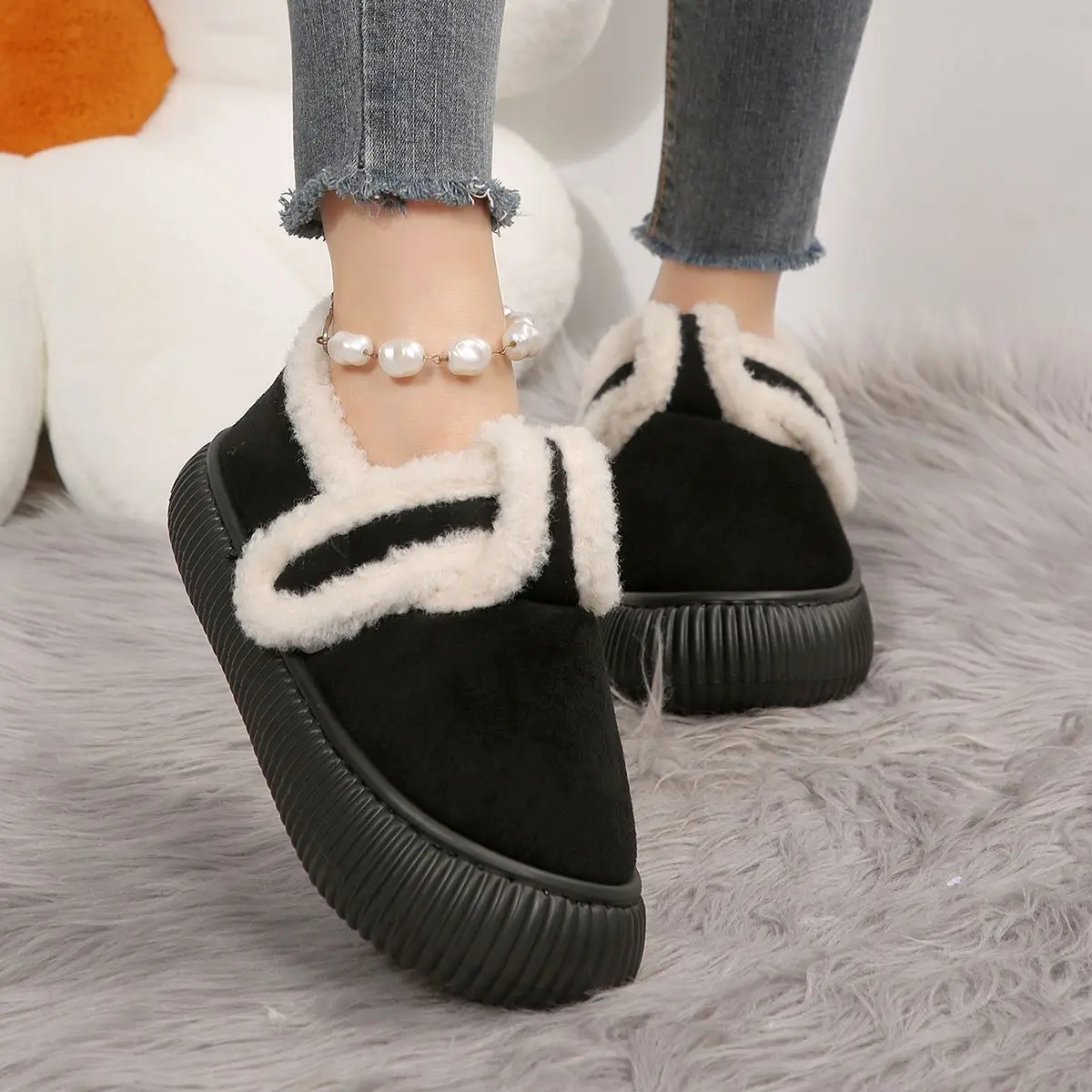 2025 شتاء جديد دافئ نعال من القطن سميكة سوليد النساء أحذية المنزل عدم الانزلاق النعال الشتاء الثلوج الأحذية في الهواء الطلق الشتاء النساء الأحذية #6