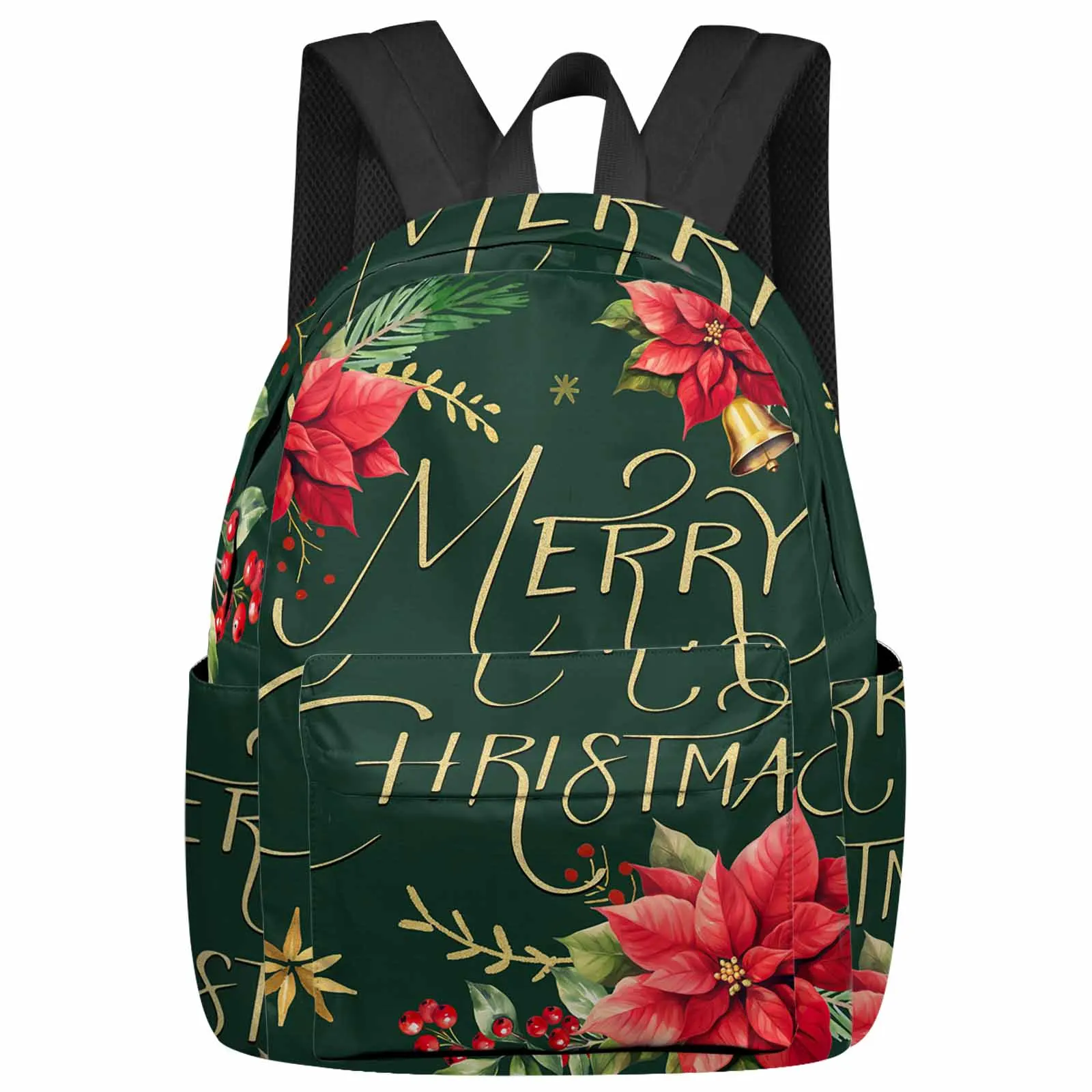 

Christmas Jam Pine Leaf Bell Backpacks Custom Student School Bags Laptop Backpack Men Women Female Travel Mochila