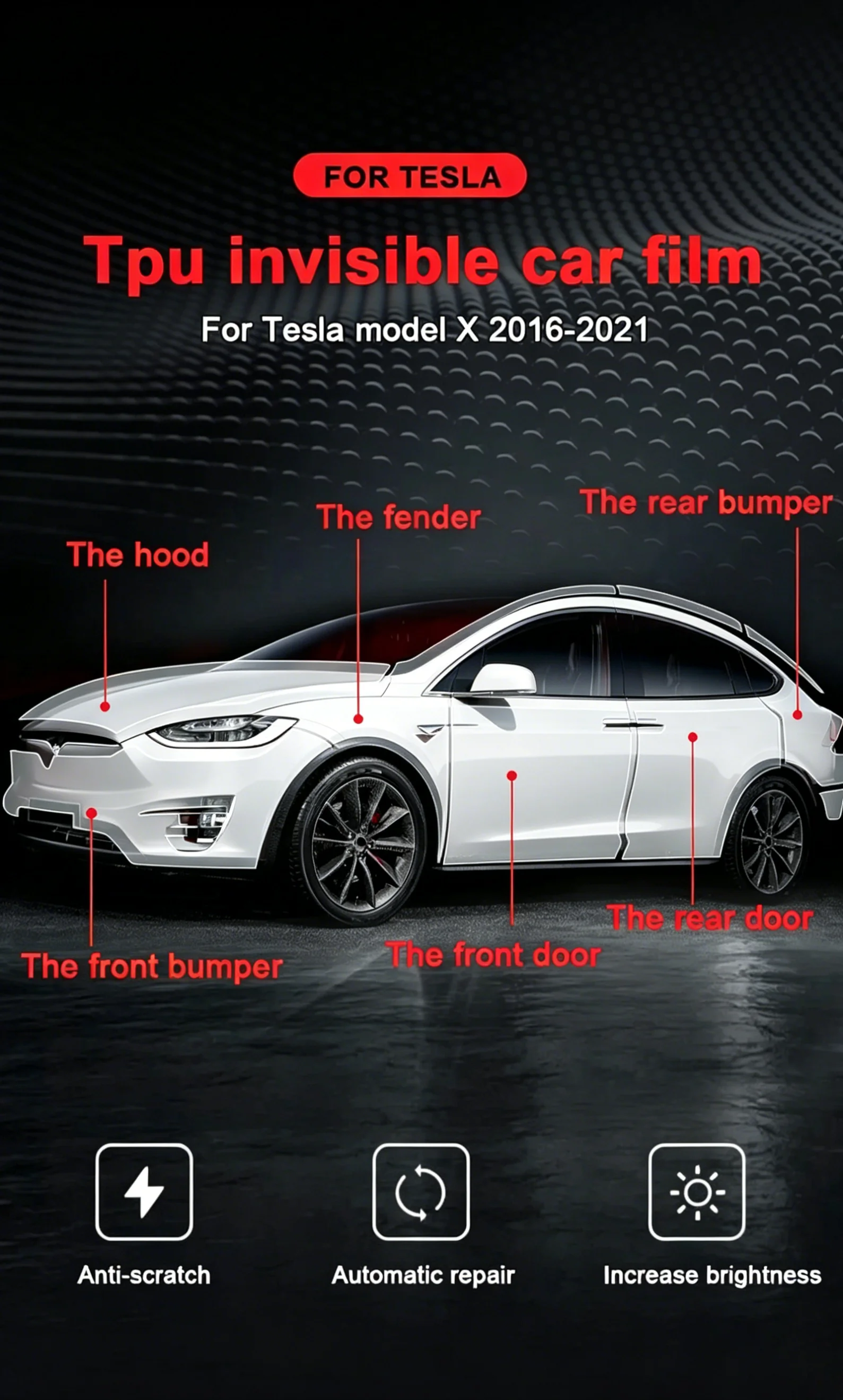 Für Tesla Model 3 Y X S 2020-2023 Auto-Scheinwerfer TPU-Schutzfolie Rückspiegel Transparente Kratzfeste Vorgeschnittene PPF – Detail 1