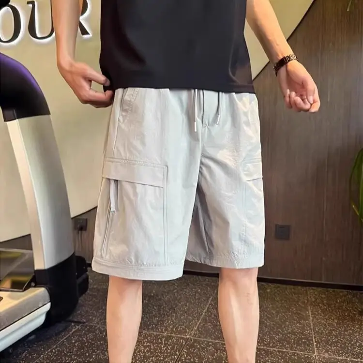 Summer Thin Drawstring 2025 Denim Shorts Men's Loose Outdoor Breathable Casual Pants Men's Trendy Streetwear Clothing Half Pants