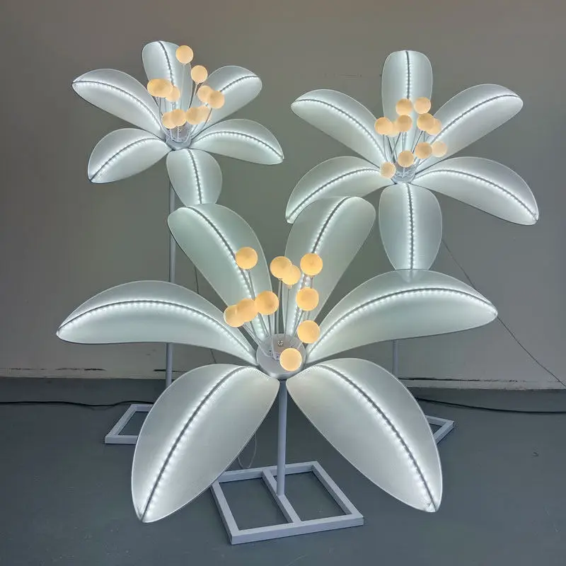 Wedding props Peony flower Lily flower road guide three-piece wedding stage arrangement window ornament