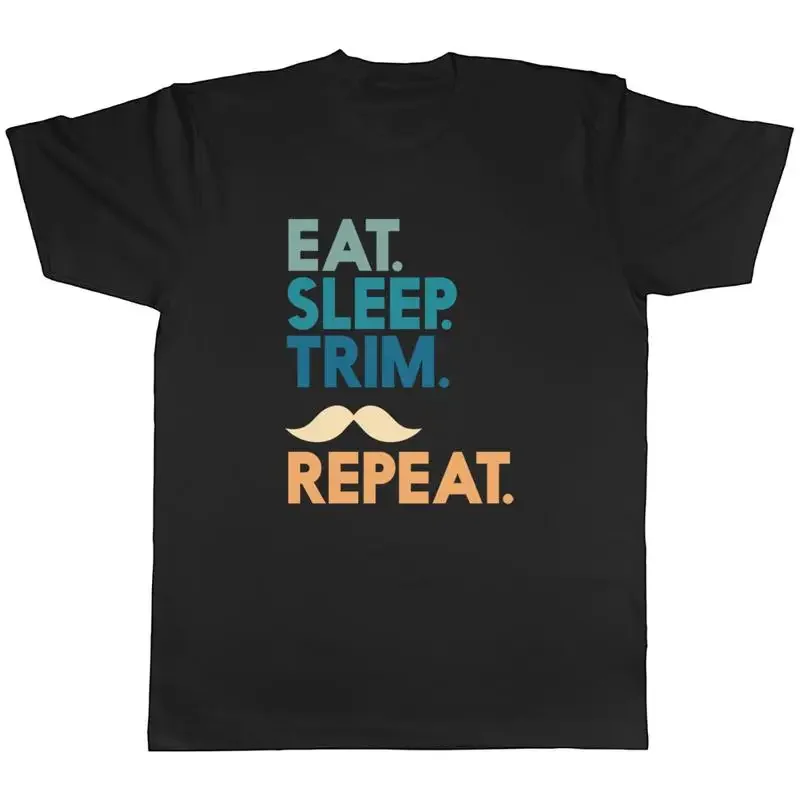 Funny Movember Mens T-Shirt Eat Sleep Trim Repeat Tee Gift