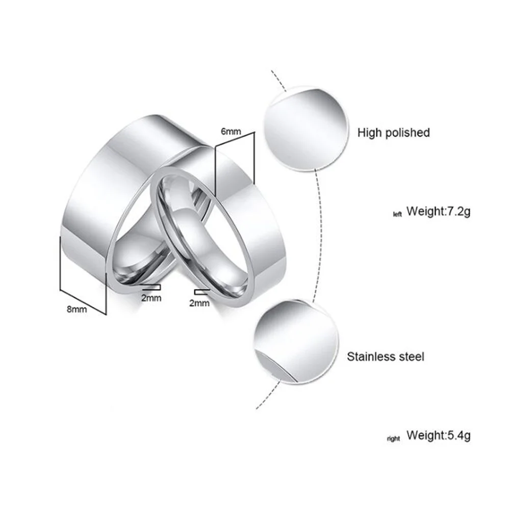 

6mm Stainless Steel Ring Inscription Flat Simple Unisex DIY Finger Ring Engagement Wedding Party Prom Valentine Gift