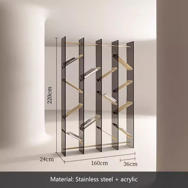 Acrylic Bookshelf Living Room Furniture Magazine Rack Commercial Hotel Stainless Steel Decorative Rack