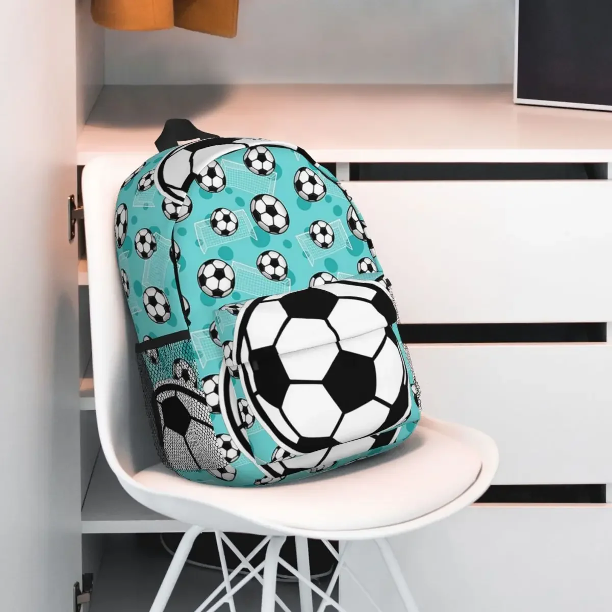 Soccer Ball Football Icon Backpacks Boys Girls Bookbag Cartoon Students School Bags Travel Rucksack Shoulder Bag Large Capacity