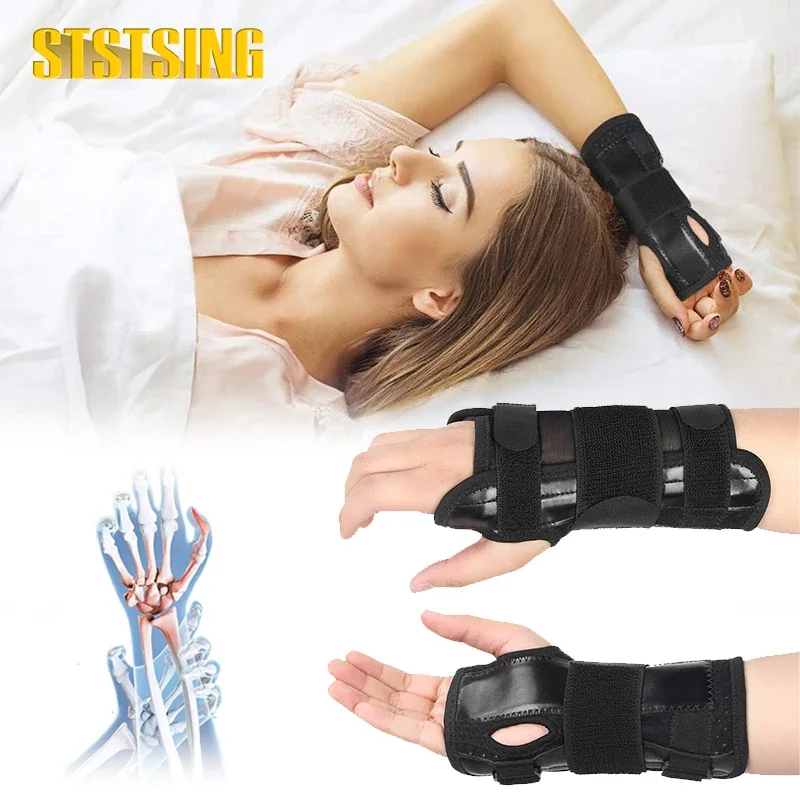 1 Stück Karpaltunnel-Handgelenkstütze mit 3 Riemen und Metallschienen-Stabilisator – Nacht-Handgelenk-Schlafstütze, für Arthritis