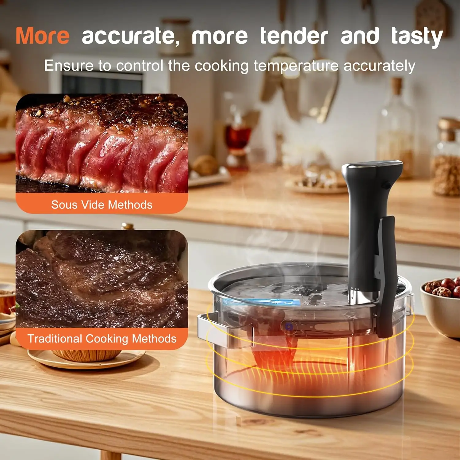 Sous Vide Cooker Ki، 1 Sous Vide achine LED، ifi Conrol، ier، Silence Sainls Seel Iersion Circul