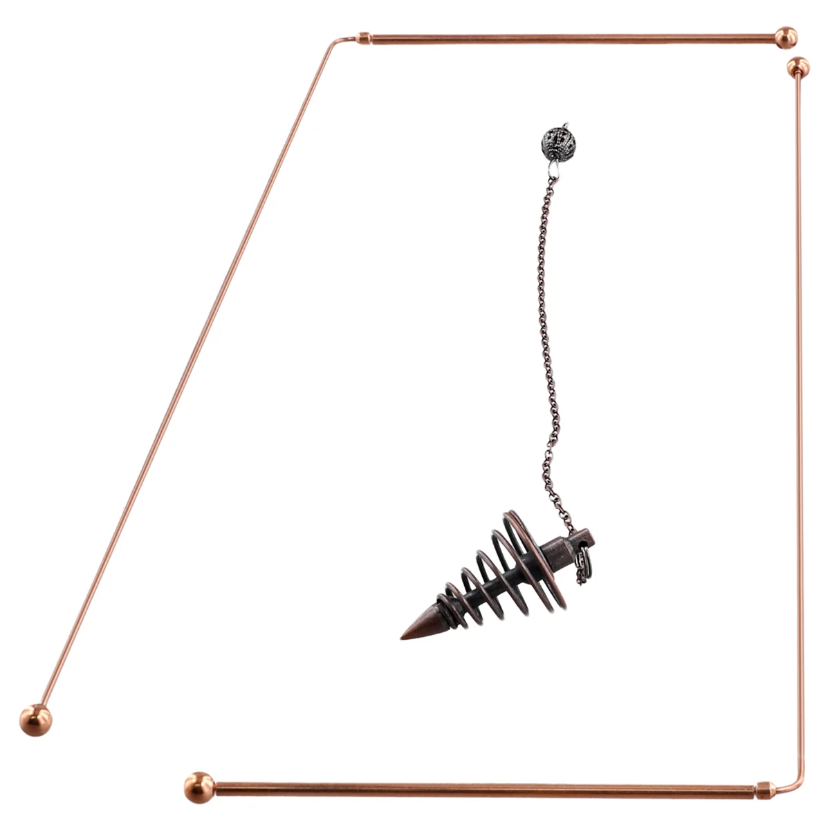 Y06A Copper Dowsing Rods - 99.9% Pure Copper 2PCS Divining Rods Energy Water Witching Detector with Pendulum Pendant
