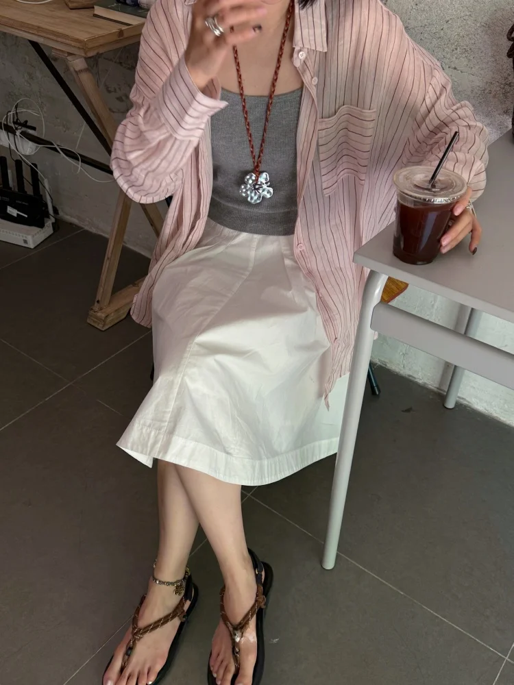 

l Flax Plant Fiber Светло-розовое полосатое диагональное легкое длинное све Защита от солнца irt LDOO OP Лето irt