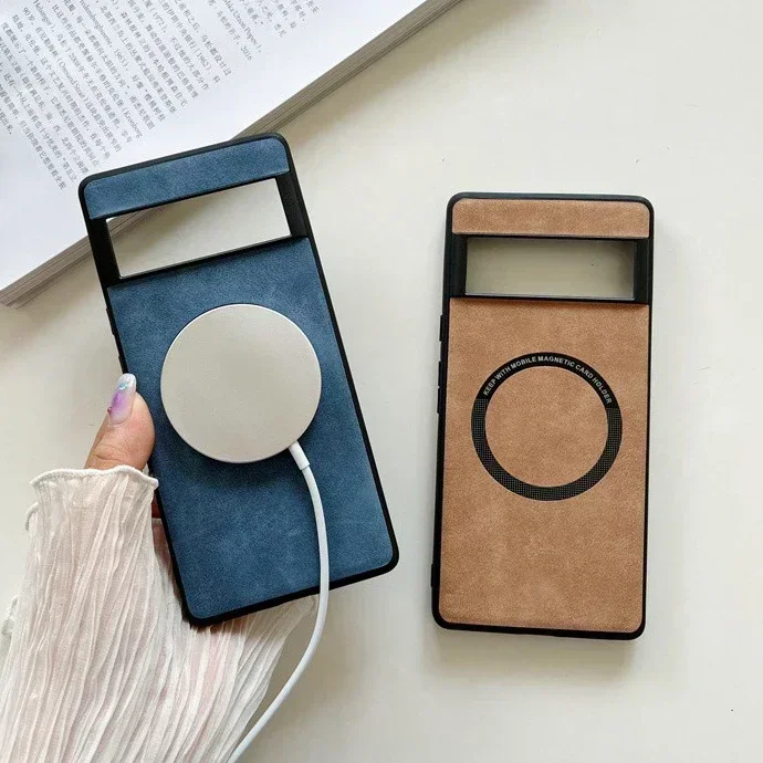 เคสฝาหลังหนังนิ่ม MagSafe สุดหรูเคสสำหรับ Google พิกเซล7 8 Pro 6 XL 7A 6A ผิวการชาร์จไร้สายแม่เหล็กให้ความรู้สึกกันกระแทก