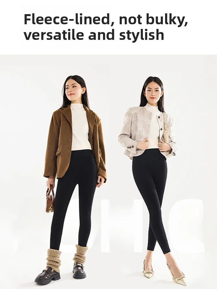 Taille haute doublé Fce femme Leggings femmes automne hiver vêtements d'extérieur pantalons chauds avec empreintes neuf Points élastique Sl...