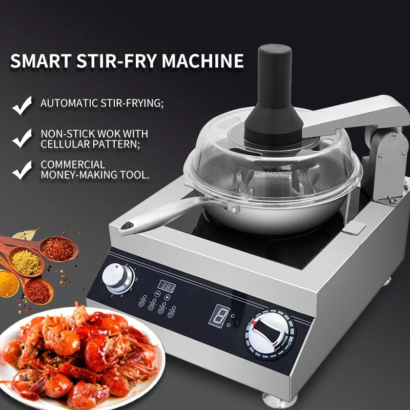 Stainless Steel Electric Automatic Stir Fry Wok Table Top Plug-And-Play Intelligent Kitchen Cooking Cooker Commercial