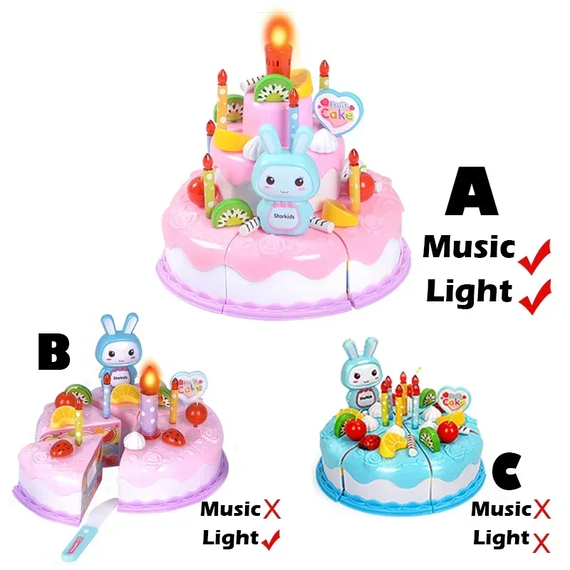 Kids Simulated Celebrating birthdays by blowing candles play house Pretend Cut cake and eat cake Role Playing Toys Boys Girls